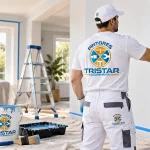 Pintor profesional de Pintores Tristar Company pintando una vivienda paso a paso